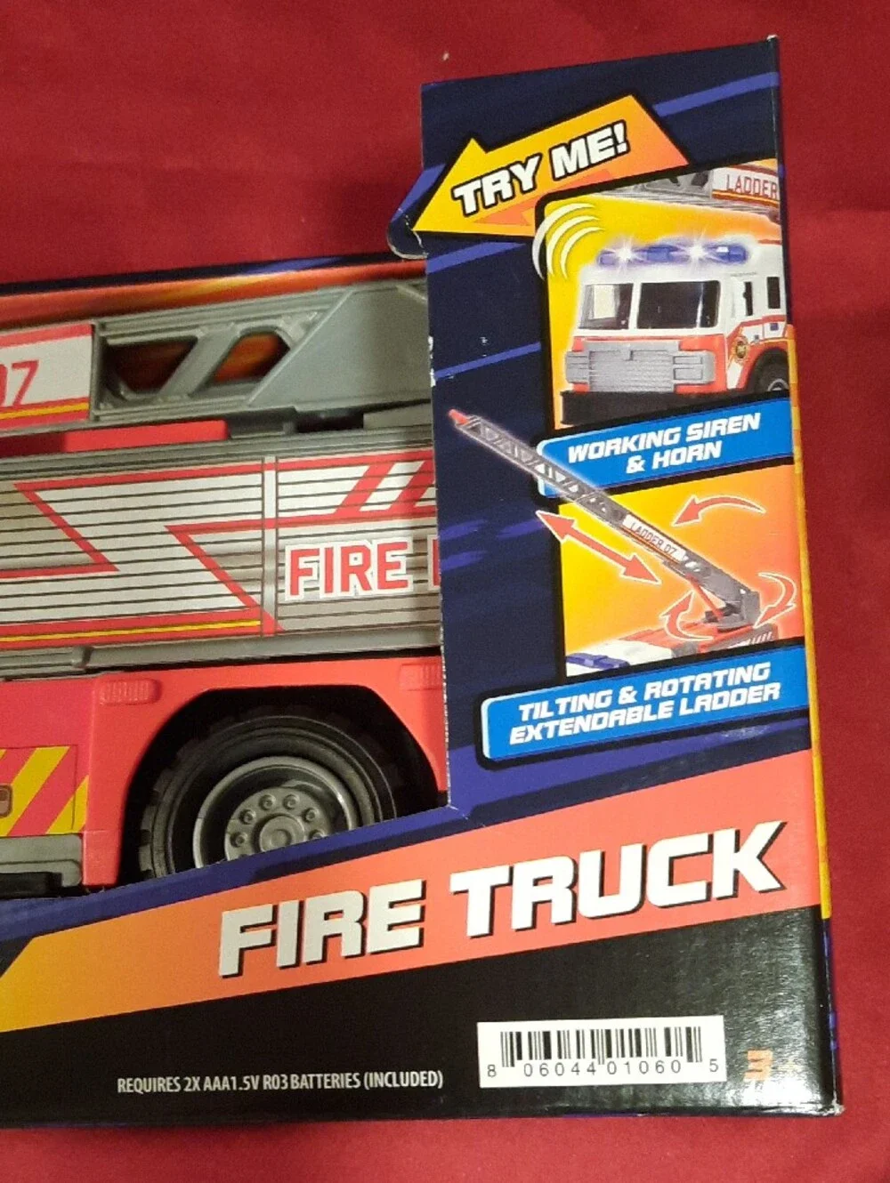 Adventure Force Red Fire Truck Ladder Toy - Kids Vehicle